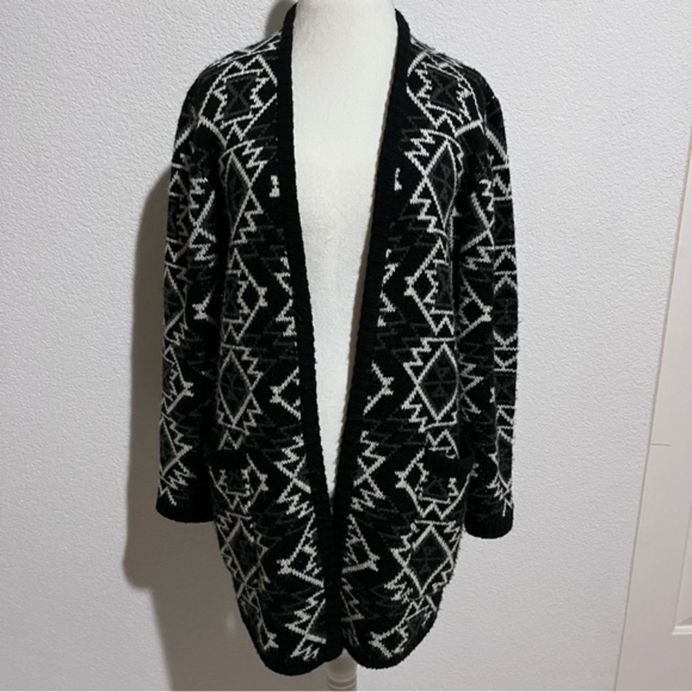 Element Oversized Open Front Cardigan Pockets Aztec Southwrstern Print Medium